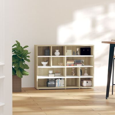 vidaXL Side Cabinet White and Sonoma Oak 38.2"x12.6"x28.3" Engineered Wood