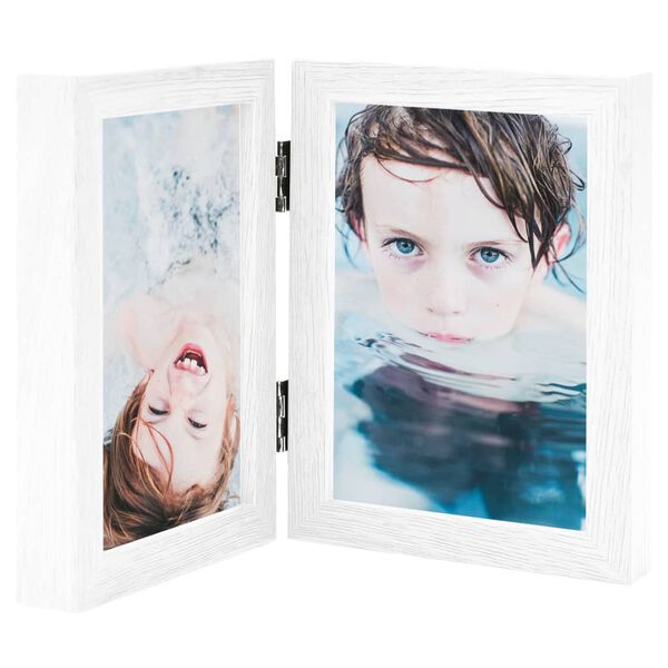 vidaXL Bifold Photo Frame White MDF, PS (polystyrene) 3.9 x 5.9 in