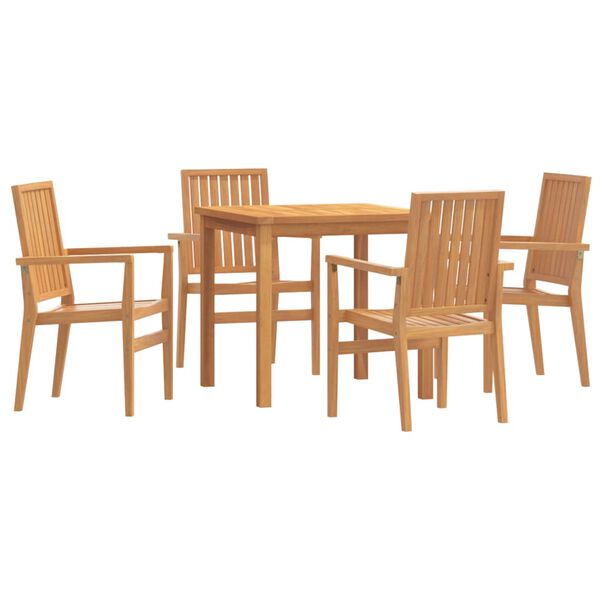 vidaXL 5 Piece Patio Dining Set Solid Wood Teak