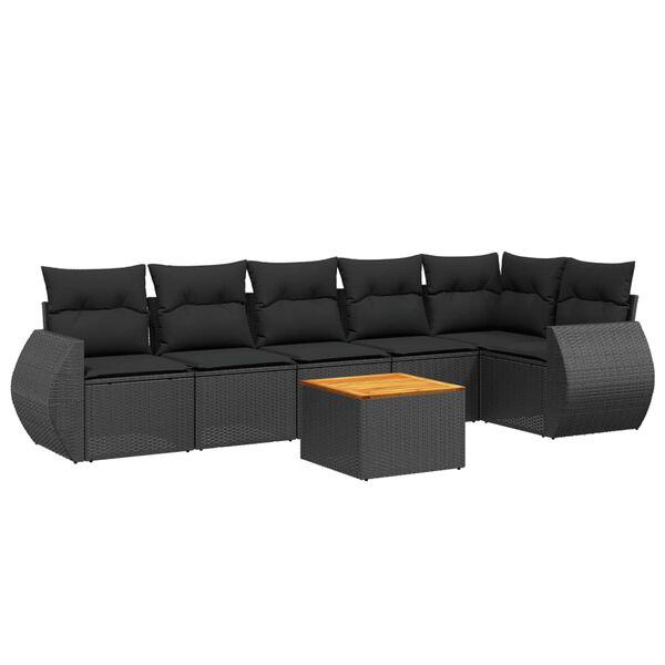 vidaXL Garden Sofa Set Black PE Rattan Large Modular Garden Sofa Set