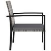 vidaXL Dining Chair Set of 2 Gray Poly rattan, powder-coated steel, fabric
