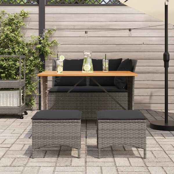 vidaXL 4 Piece Patio Dining Set with Cushions Grey Poly Rattan