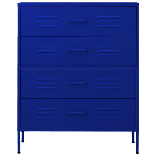vidaXL Chest Of Drawer Navy Blue Steel Medium Levelers