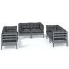 vidaXL Garden Lounge Set Grey Solid pine wood, fabric (100% polyester)