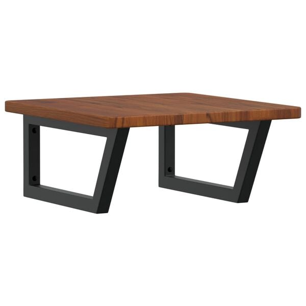 vidaXL Basin Shelf Dark Brown, Black Solid Oak Wood, Steel Standard