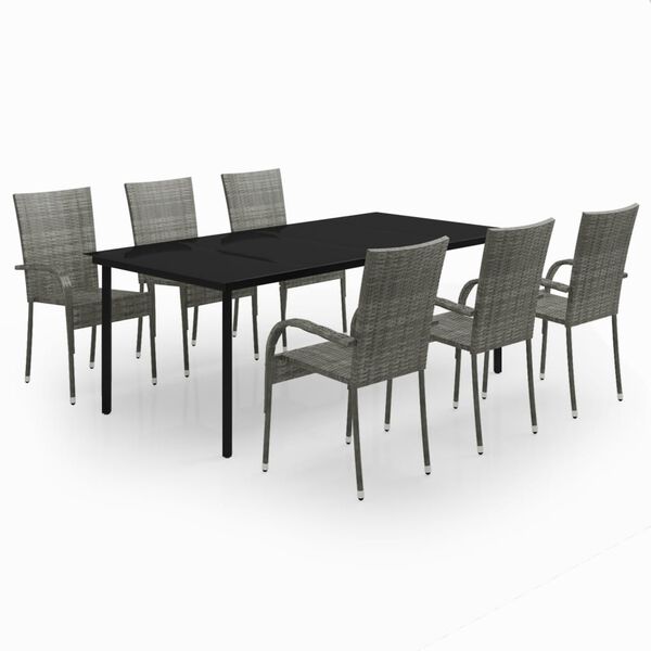vidaXL Garden Dining Set Grey and Black