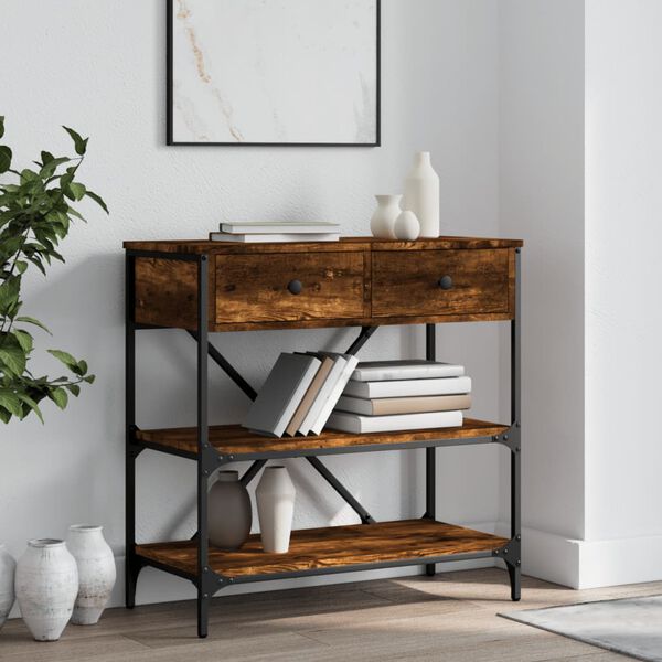 vidaXL Console Table Smoked oak Engineered wood and metal Medium
