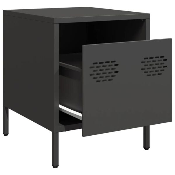 vidaXL Bedside Cabinet Set of 2 Black Cold-rolled steel