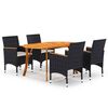 vidaXL Dining Set Black and Cream White