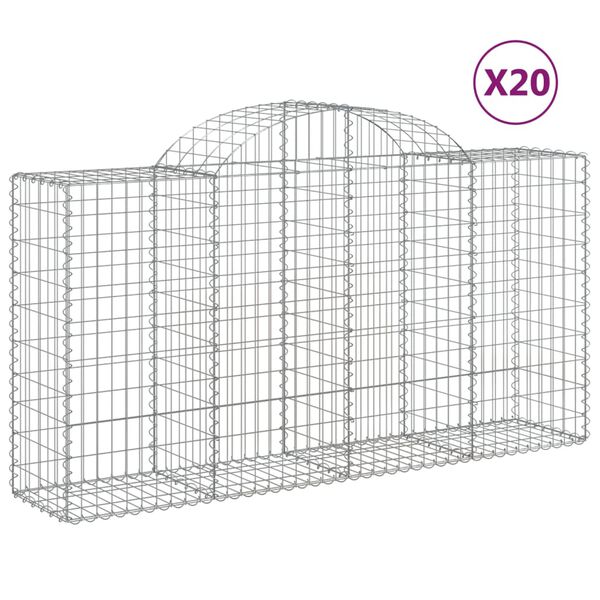 vidaXL Gabion Basket Set of 20 Silver Galvanized Iron 78.7x19.7x47.2 in