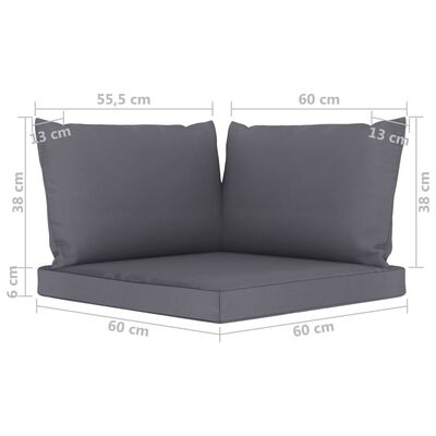 vidaXL Pallet Sofa Cushions 3 pcs Anthracite Fabric
