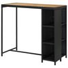 vidaXL Bar Table Black PE rattan, steel, solid acacia wood Counter Height