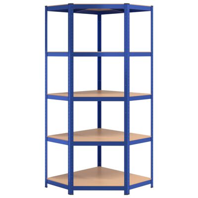 vidaXL 5-Layer Shelves 3 pcs Blue Steel&Engineered Wood