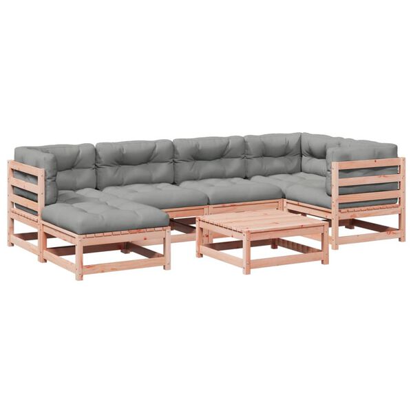 vidaXL Garden Sofa Set Grey Douglas fir wood Modular Garden Sofa Set
