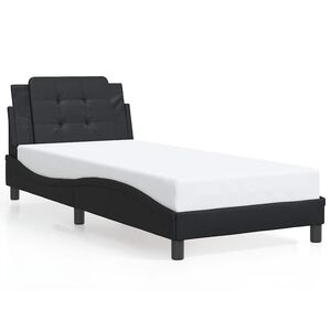 vidaXL Bed Frame Black Faux leather Single Durable Bed Frame