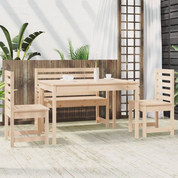 vidaXL Garden Dining Set Natural Wood Solid Pine Wood Standard Durable