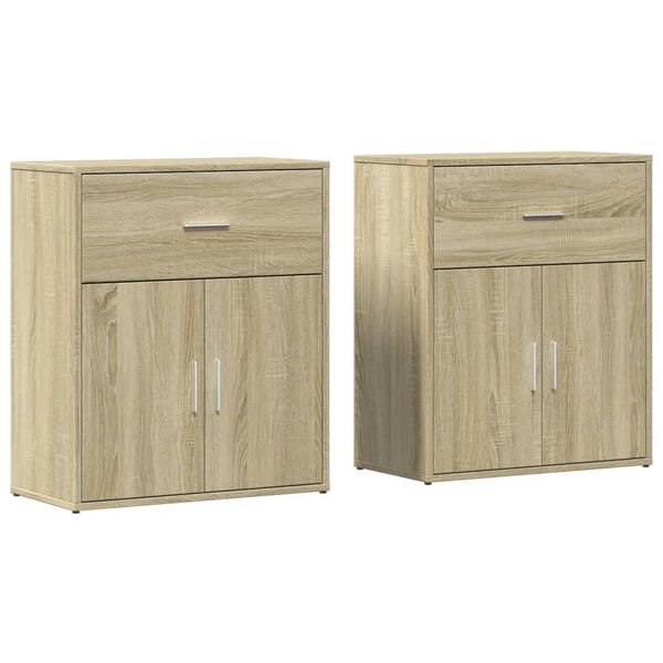vidaXL Sideboards 2 pcs Sonoma Oak 23.6"x12.2"x27.6" Engineered Wood