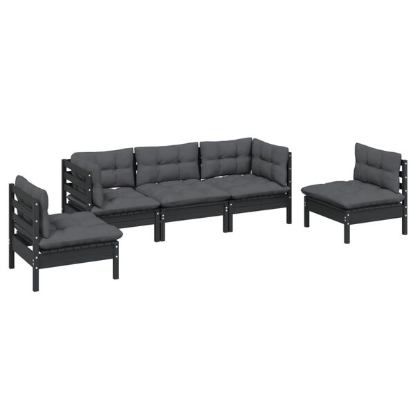 vidaXL Garden Lounge Set Black, Anthracite