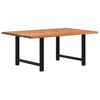 vidaXL Dining Table Light Brown Solid Oak Wood, Powder-Coated Steel