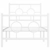 vidaXL Bed Frame White Steel Single Bed Frame Rectangular Industrial