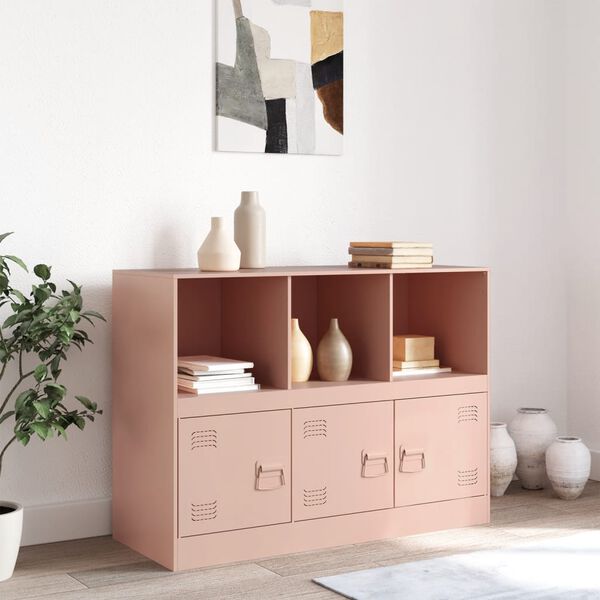 vidaXL Sideboard Pink Cold-rolled steel Standard Sideboard Rectangular