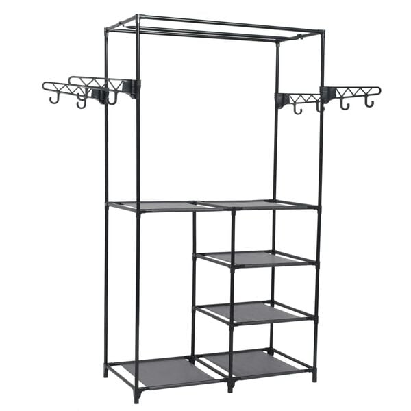vidaXL Clothes Rack Black Powder-coated steel, Non-woven fabric Medium
