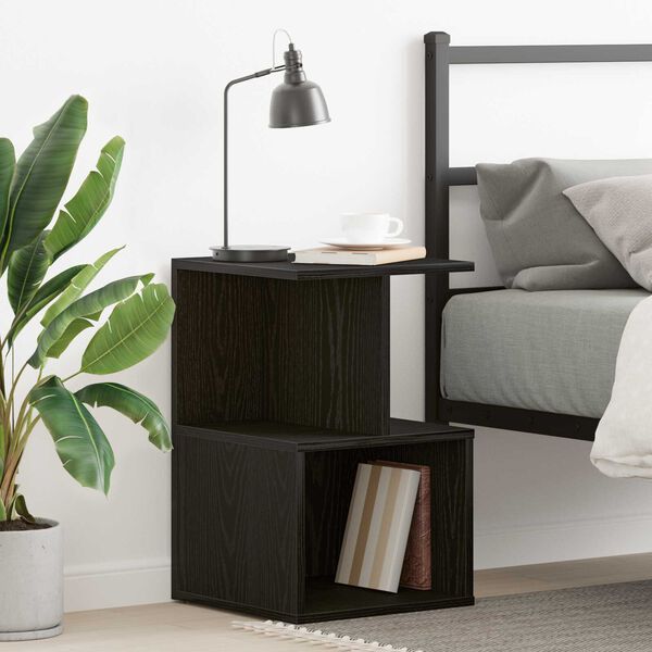 vidaXL Bedside Cabinet Black Oak 13.78 x 13.78 x 21.65 in
