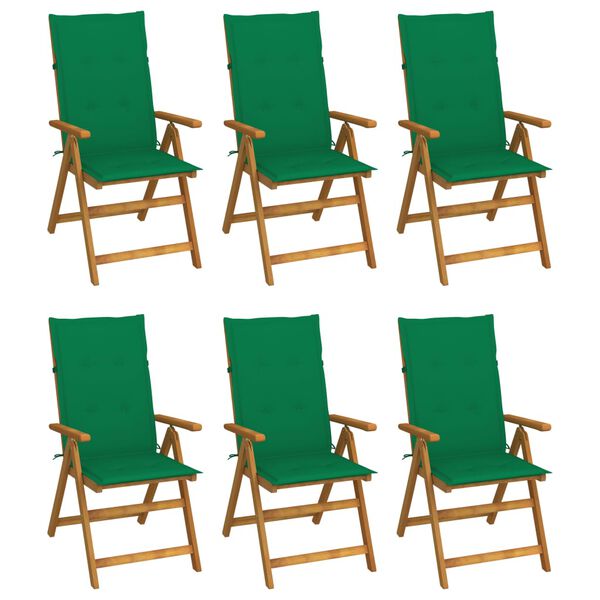 vidaXL Patio Chair Set of 6 Natural Wood Solid Acacia Wood Standard