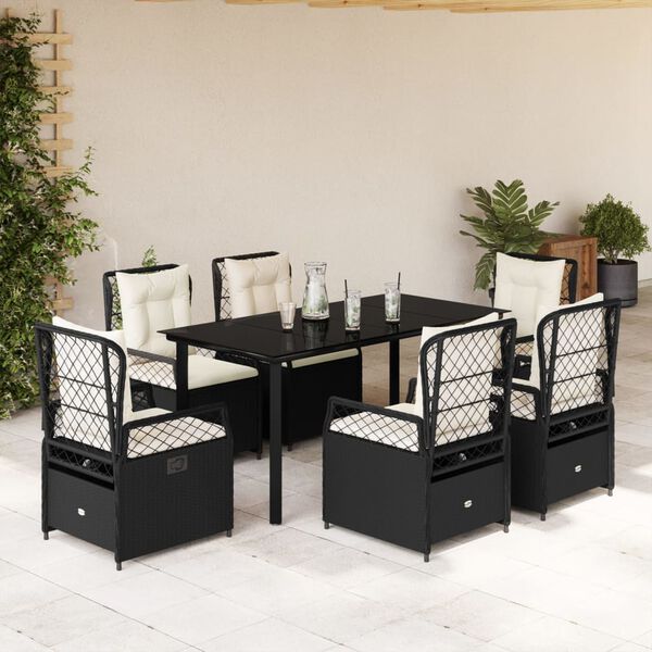 vidaXL Garden Dining Set Black, Cream White