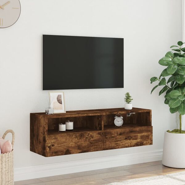 vidaXL TV Wall Cabinet Smoked oak Engineered wood Medium TV Wall Cabinet