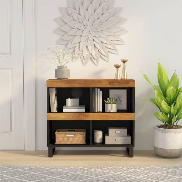 vidaXL Side Cabinet Honey Brown, Black Solid Mango Wood, Iron Medium