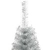 vidaXL Artificial Pre-lit Christmas Tree Silver 82.7" PET
