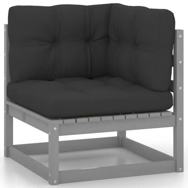 vidaXL Garden Lounge Set Grey, Anthracite Solid pine, 100% polyester fabric