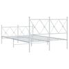 vidaXL Bed Frame White Steel Standard Double Bed Frame Rectangular