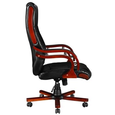 Black Real Leather Office Chair High Back