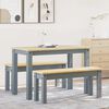 vidaXL Dining Set Grey Solid pine wood with honey wax finish Medium