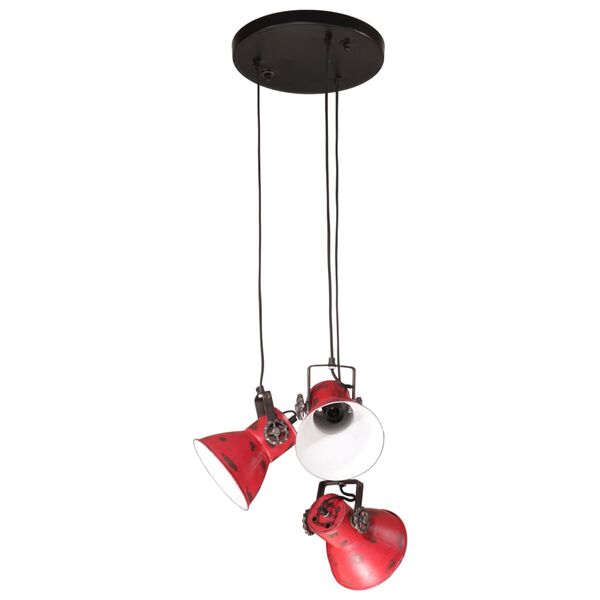 vidaXL Hanging Lamp Distressed Red Iron Medium Industrial Hanging Lamp