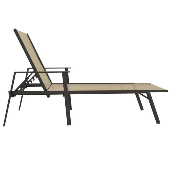 vidaXL Sun Lounger Cream Steel, Textilene 75.2 x 24.0 x 38.4 in