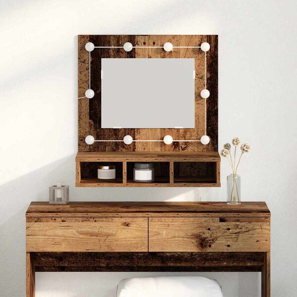 vidaXL Mirror Cabinet with Shelf Old wood 23.62 x 12.40 x 24.41 in