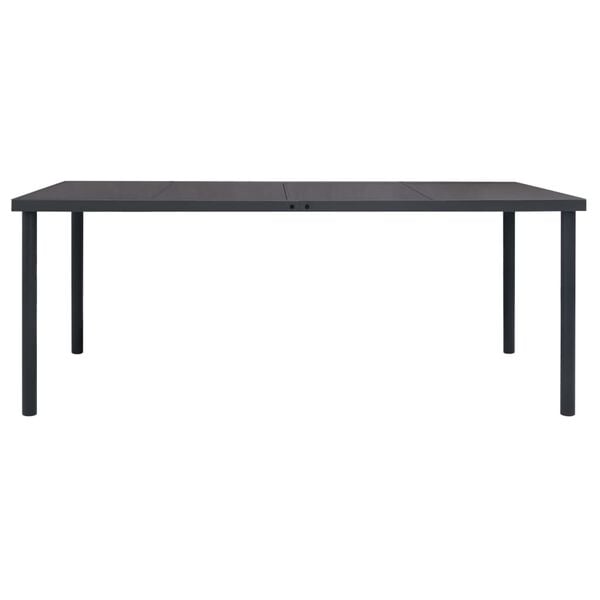 vidaXL Outdoor Dining Table Anthracite Glass, Powder-Coated Steel Large