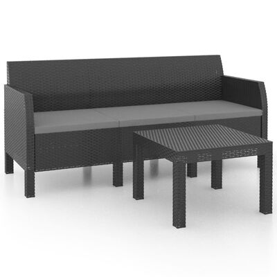 vidaXL 2 Piece Patio Lounge Set with Cushions PP Rattan Anthracite