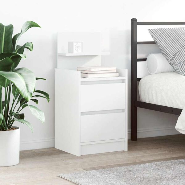 vidaXL Bedside Cabinet White Engineered wood 15.0 x 13.4 x 31.5 in