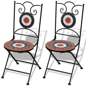 vidaXL Garden Chair Set of 2 Terracotta Powder-coated iron Foldable