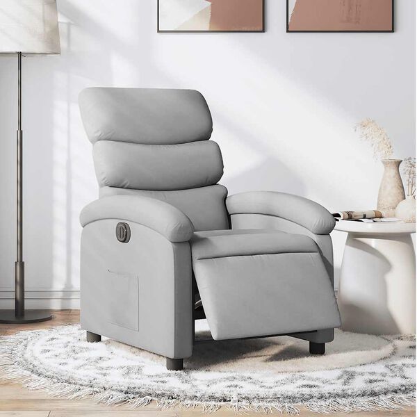 vidaXL Electric Recliner Chair Light grey Polyester, metal, wood Medium