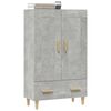 vidaXL Highboard Concrete Grey Engineered wood, Solid eucalyptus wood Tall