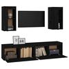 vidaXL 4 Piece TV Cabinet Set Black Solid Wood Pine (813464+813494)