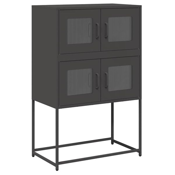 vidaXL Highboard Black Cold-rolled Steel Medium Industrial Highboard