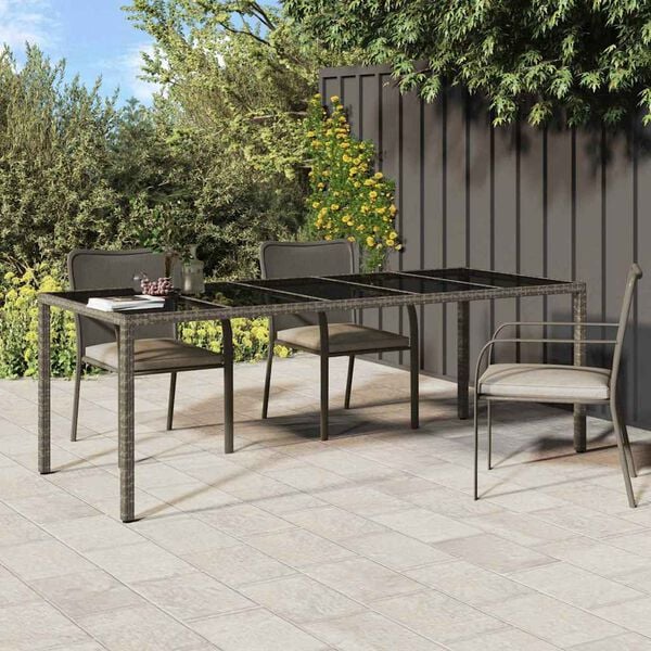 vidaXL Garden Dining Table Grey 98.43 x 39.37 x 29.53 in Poly Rattan