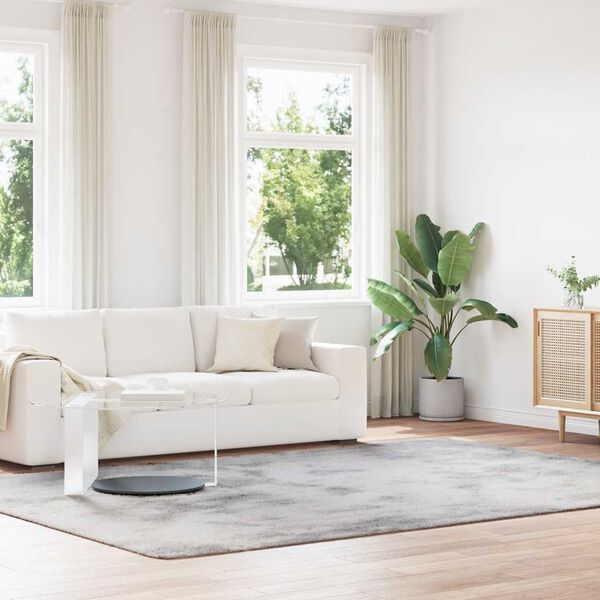 vidaXL Shaggy Rug Silver Grey 100% Polyester 94.5 x 133.9 in Foldable