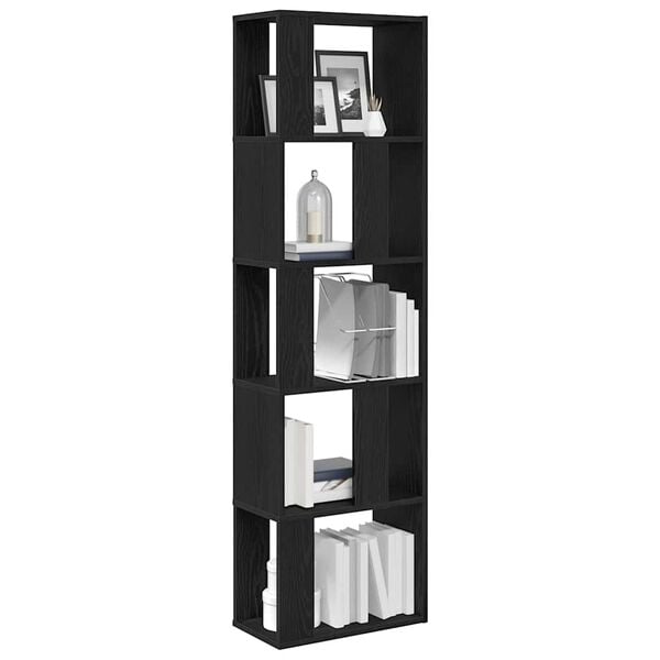vidaXL Book Cabinet Black oak Engineered wood Tall Book Cabinet